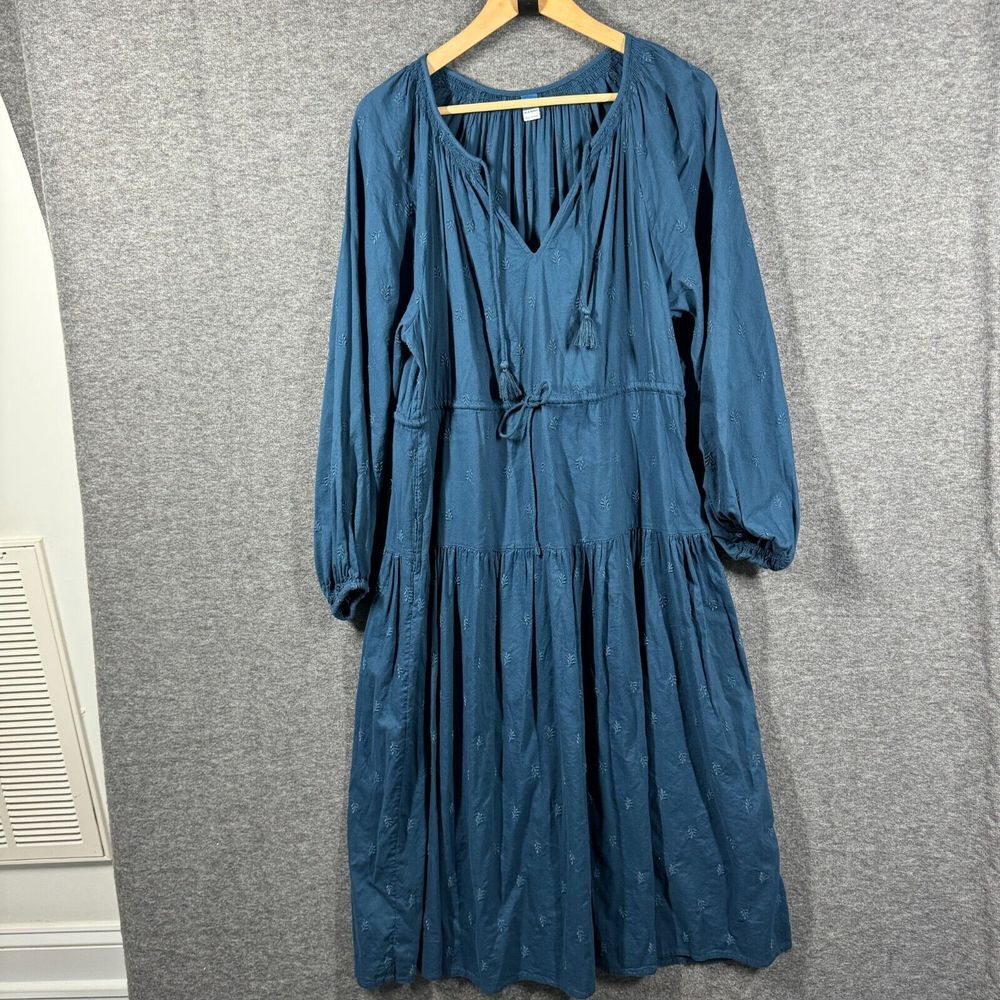 Old Navy Boho Midi Dress Womens Large L Blue Tassels